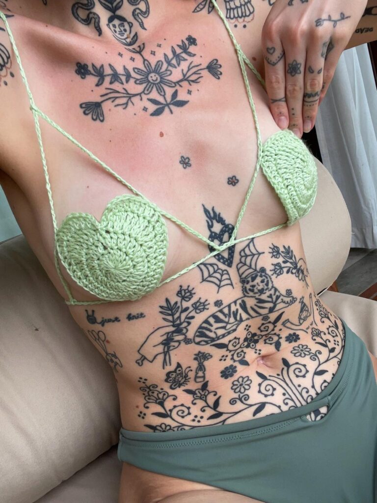 Crochet bralette design for one of Anna Tamas-Katzer x Wovenbeyond crochet workshops