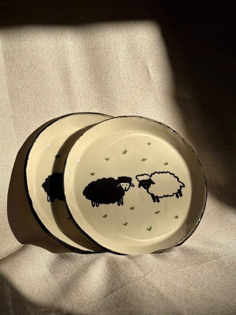 Anna's Knitting Corner Budapest custom plates with sheep design