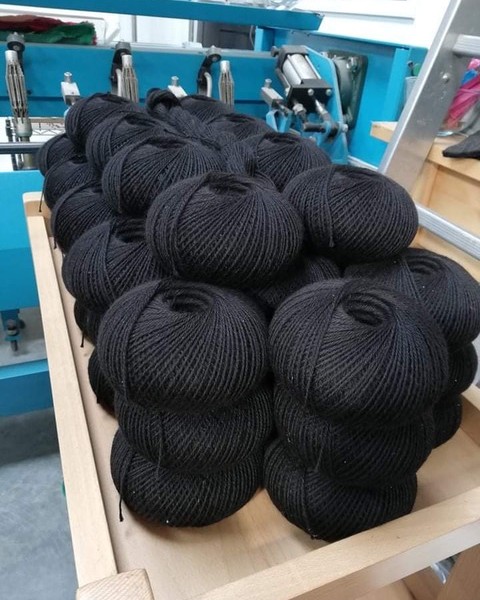 Redens Dark Brown British alpaca yarn at East Anglia Alpaca Mill during UK spinning